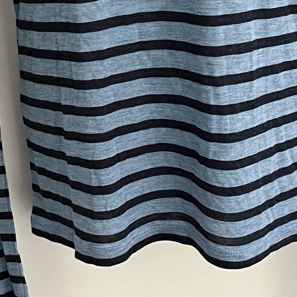 Vince Tee Long Sleeve Boat Neck Jersey Knit Striped Navy Blue Size Small Preppy - Picture 4 of 7